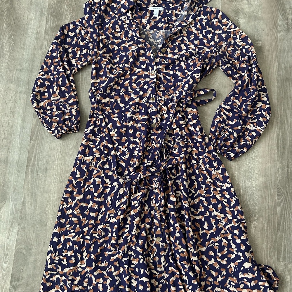 Nine West Blue and Tan Patterned Dress